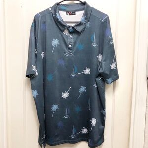 Yatta Golf Polo Shirt Mens‎ XXL Performance Beach Sailboat Palm Tree Tropical